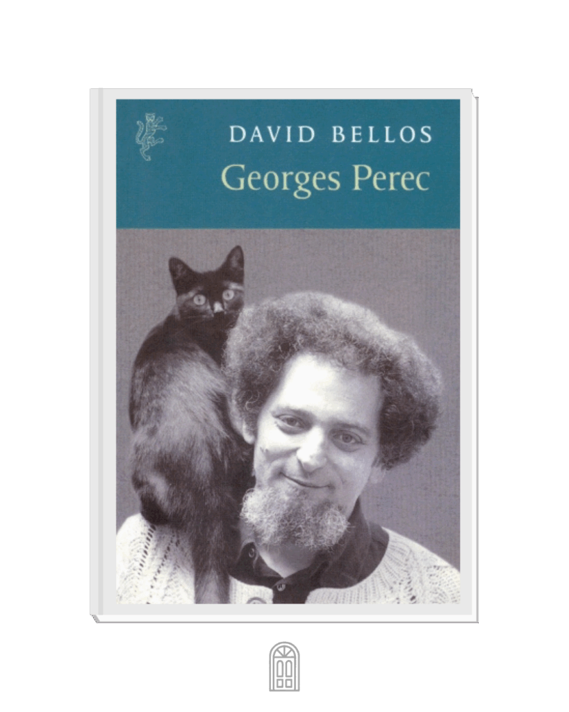 Book cover of Georges Perec by David Bellos, published by Yale University Press in 1993, featuring a black-and-white portrait of Georges Perec with a cat on his shoulder.